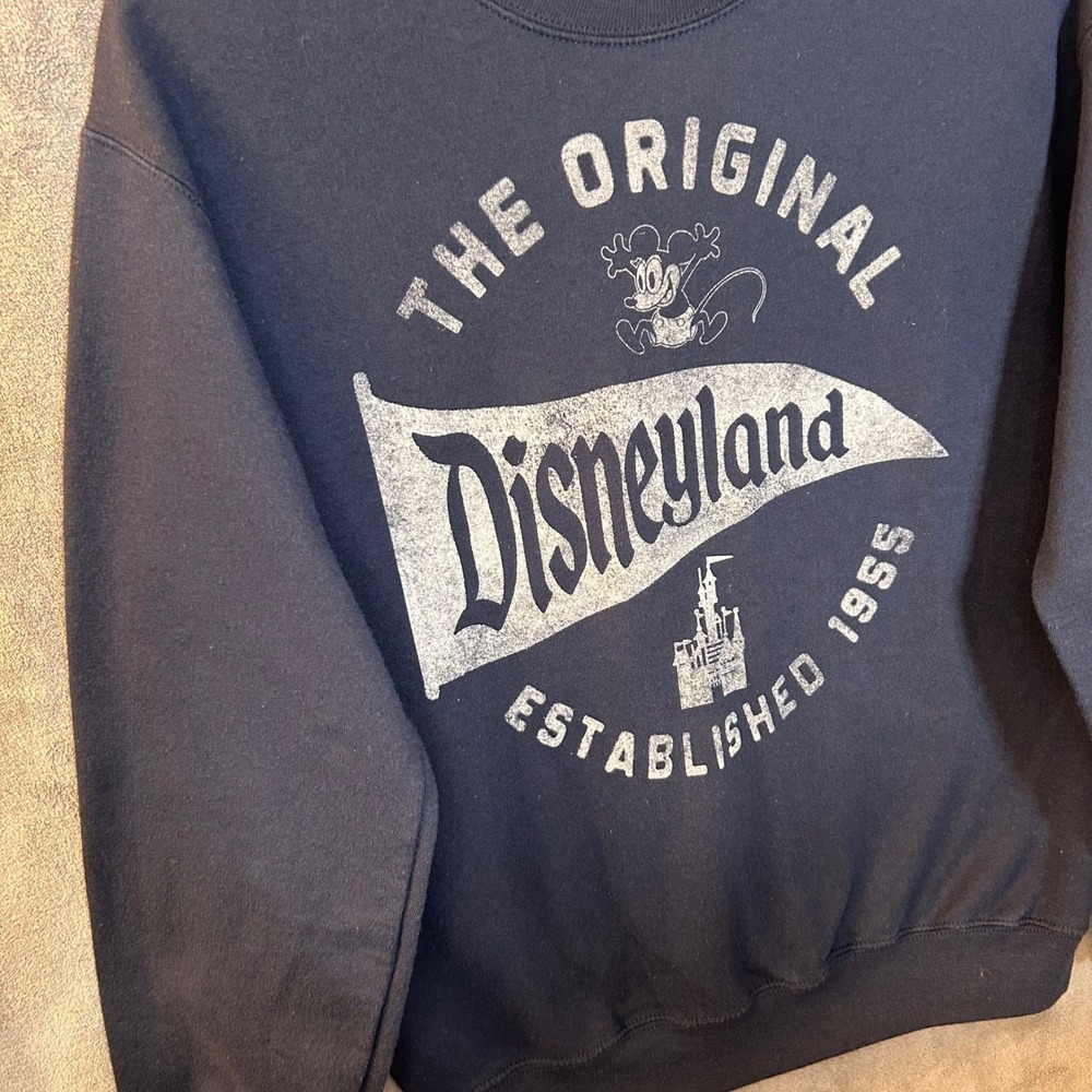 Disneyland Navy Crewneck Sweatshirt Mens S Vintage Look 1955 Mickey Mouse - Picture 3 of 6